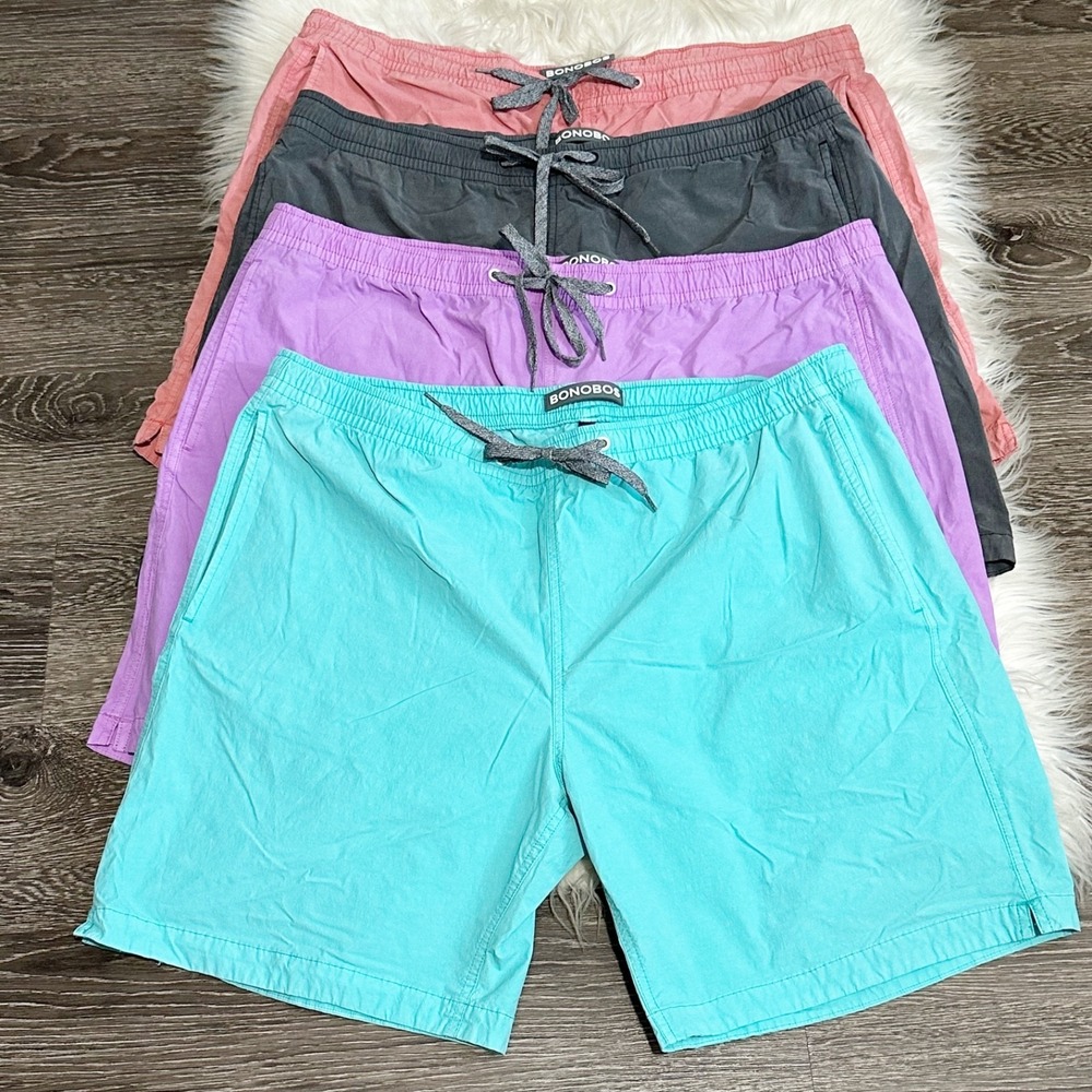 Bononbos Mens Shorts Lot of 4 Size XL Drawstring Waist Pull On 7" inseam Coastal